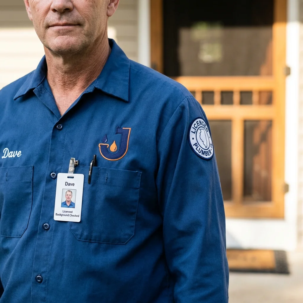 Licensed plumber showing ID badge in Coplay, PA