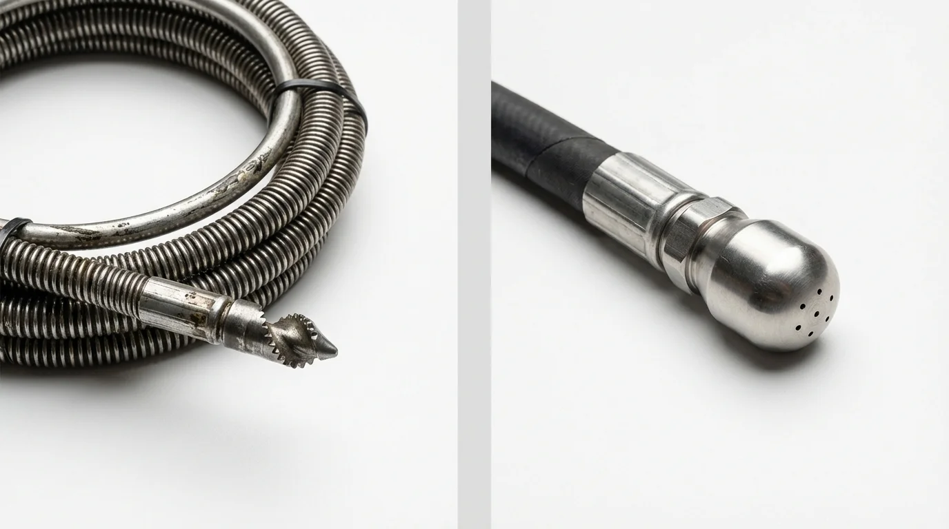 Drain snake cable and hydro jetting nozzle used for drain cleaning in Coplay, PA