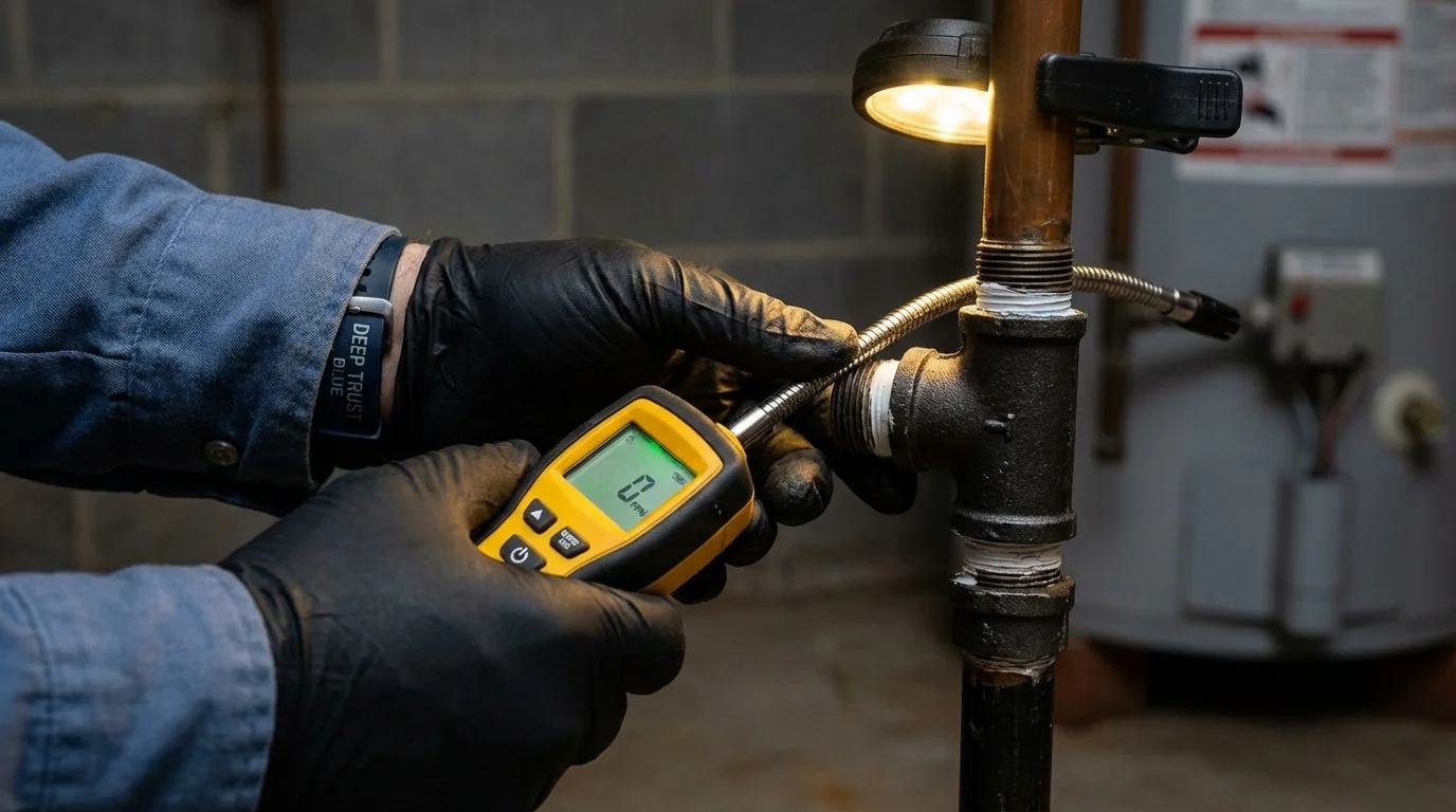 Gas leak detection with electronic sniffer by Johns Plumbing LLC in Coplay